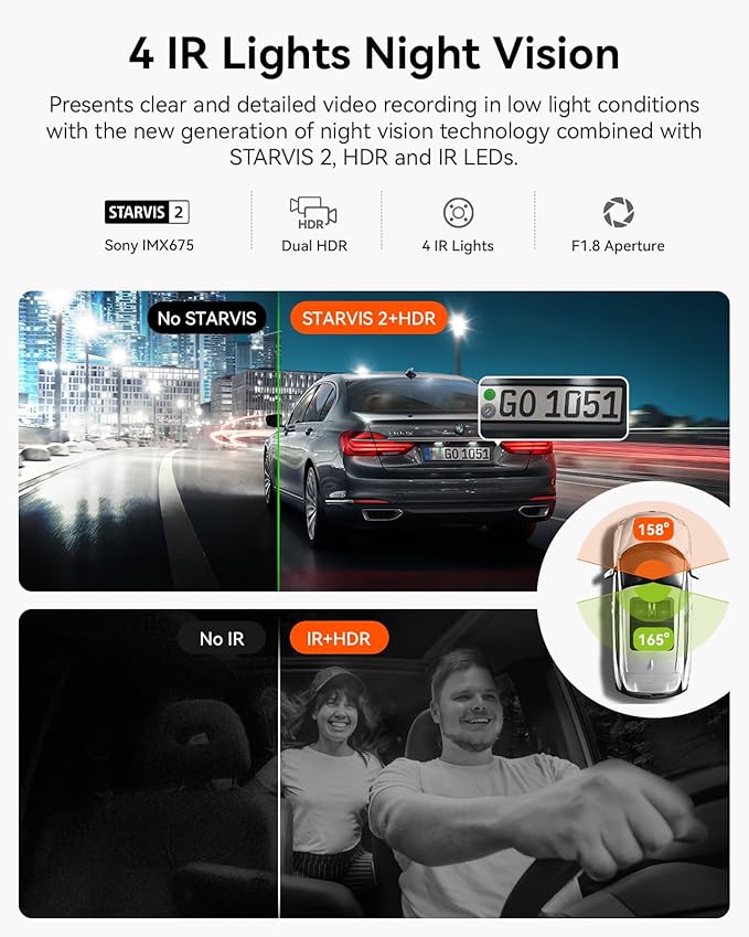 Vantrue N2X 2.7K Dash Cam Front and Inside, 5G WiFi Dual Dash Camera for Car with HDR IR Night Vision, STARVIS 2, GPS, 2.5K/60FPS, G-Sensor, 24/7 Parking Mode, Voice Control (Renewed)