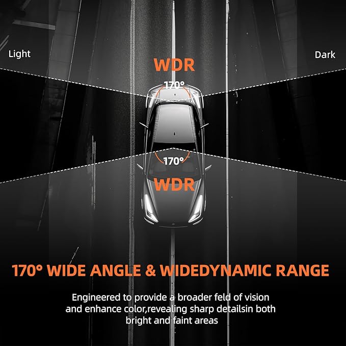 3 Channel Dash Cam, Dash Camera, 1080P Full UHD Car Camera Front and Rear Inside with 64GB Card,Built-in Super Night Vision,2.0'' IPS Screen,170°Wide Angle,WDR, 24H Parking Mode, Loop Recording