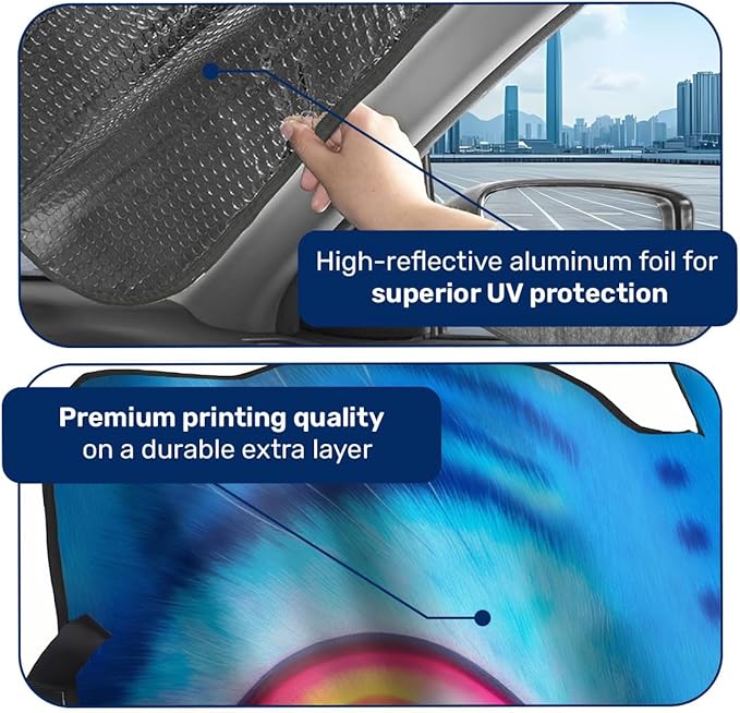 GENANY Windshield Sun Shade for Car SUV Truck (55x30 Inches), Sun Shade Windshield, Shades for Front Windows, Protector Blocks UV, Car Decor