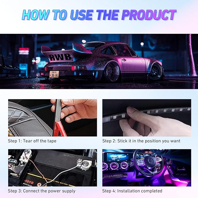 Car Led Lights Waterproof Truck Bbed Light Strip Car Underglow Lights Interior Running Board Lights for Trucks Led Tailgate Light Bar 60 inch 12V LED Lights (Without Remote Control, 120cm)