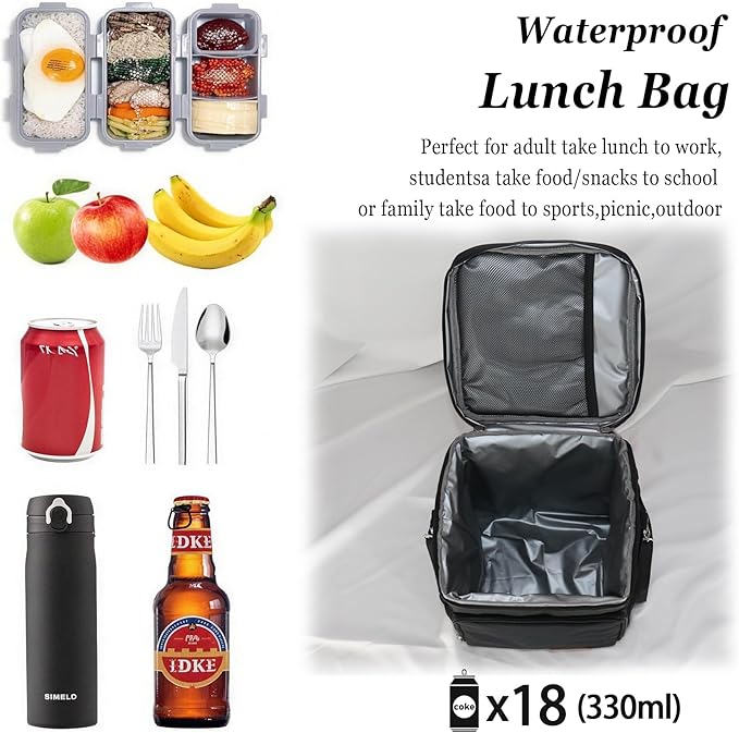 TuErcao Insulated Cooler Bag 6/24 Can Collapsible Leakproof Soft Sided Cooler for Car, Portable Foldable Small Ice Chest for Beach Camping Picnic Travel, 5/15qt Lunch Box for Men Work