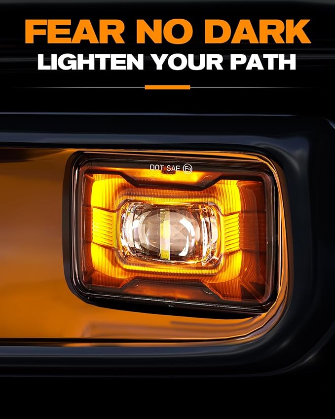 1000% Bright 4 Inch LED Fog Lights with Patented Amber Ambient Lights Compatible with Ford F150 2015-2020,2017-2019 F250 F350 F450 F550 Super Duty Bumper Driving Fog Lights Assembly
