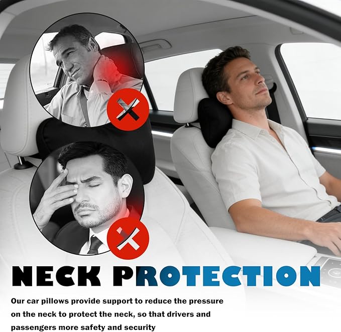 2PCS Car Headrest Pillow Soft & Comfortable,Breathable Car Neck Pillow for Neck Support & Relieve Driving Fatigue,All-Season Necks Pillows for Cars Interior Accessories