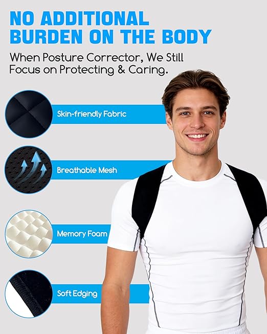 Posture Corrector for Men and Women - Invisible & Mesh Breathable Upper Back Brace - Adjustable Back Straightener - Relieve Shoulder, Neck & Back Pain, L(38-48inch) 1PCS