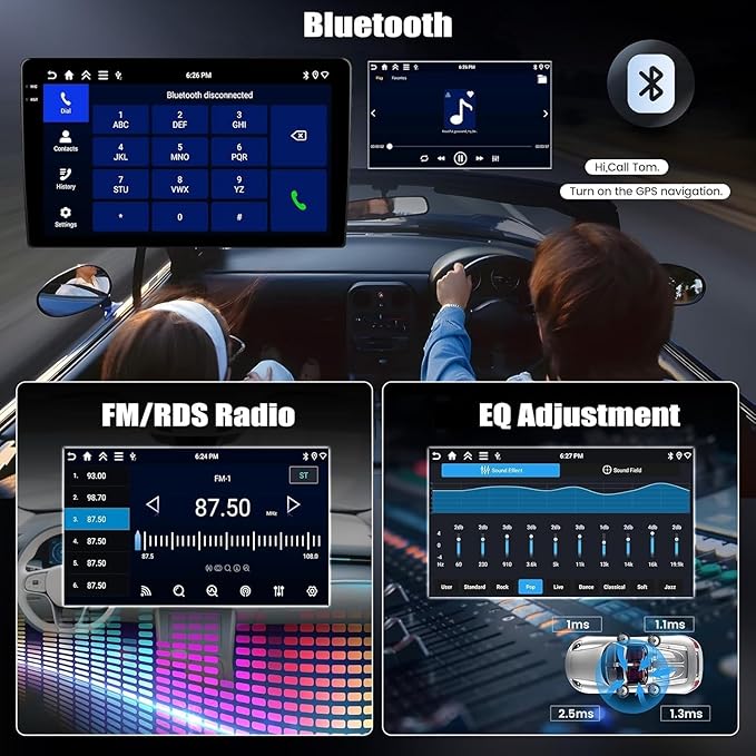 CAMECHO 4G+128G Car Radio Stereo for Dodge Journey 2012-2019 with Wireless Carplay Android Auto Android 15 Radio 9" 1280 * 720 Touch Screen Head Unit with GPS Bluetooth WiFi FM RDS Backup Camera