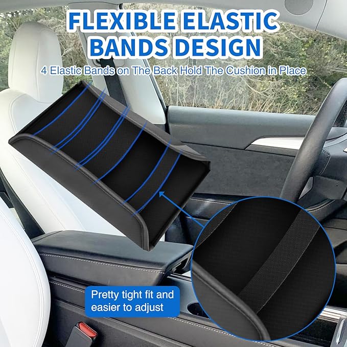 Nilight Center Console Cover Compatible with Tesla Model 3 Tesla Model Y Armrest Cover for Car Vegan Leather Middle Console Cover Car Center Console Cushion Pad (Not Fit for 2024 Tesla Model 3) -Black