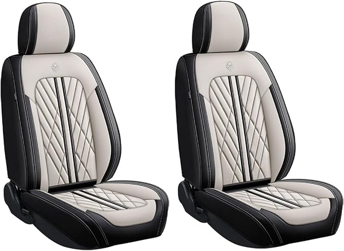 Premium Nappa Leatherette Car Seat Cover Set Custom Fit for Honda CR-V CRV 2000-2023 2024 2025 2026 Water-Proof Breathable Faux Leather Seat Cushion Protectors (Full Set 5 Seats,Beige Black)