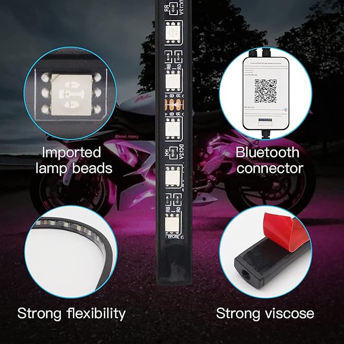 YUGUANG 4Pcs Underglow Kit for Car, APP Control Multicolor Car Underglow Light Kit Music Sync RGB Underbody Strips Light Waterproof for Cars Trucks SUVs