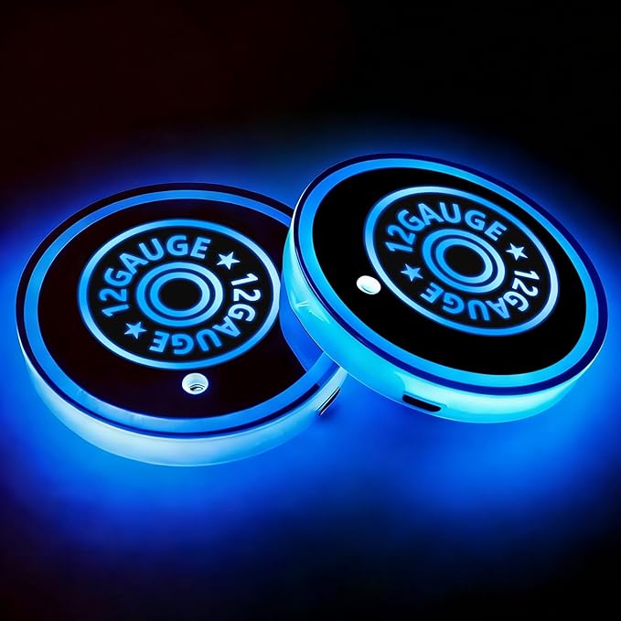 12 Gauge LED Cup Holder Lights for Car,2Pcs LED Light Up Cup Holder Coasters with 7 Colors 3 Modes,Waterproof Interior Atmosphere Lamp,Car Decor Accessories Cool Bullet Gift for Women Men