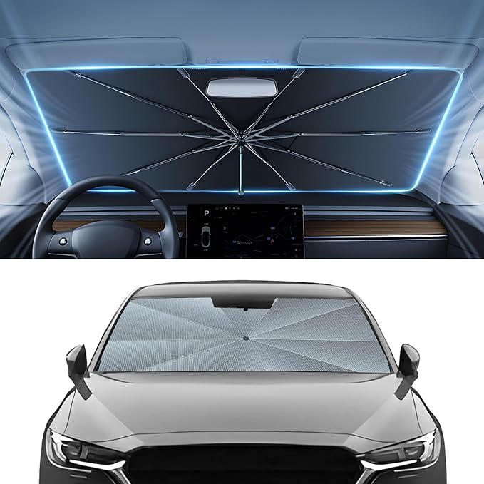 Autorder Windshield Sun Shade Umbrella for 2017-2025 Mazda CX-5 CX5 Accessories,Upgraded Ice Crystal Material,Easy Setup Umbrella Sunshade for Car Windshield,100% Sun Blocking