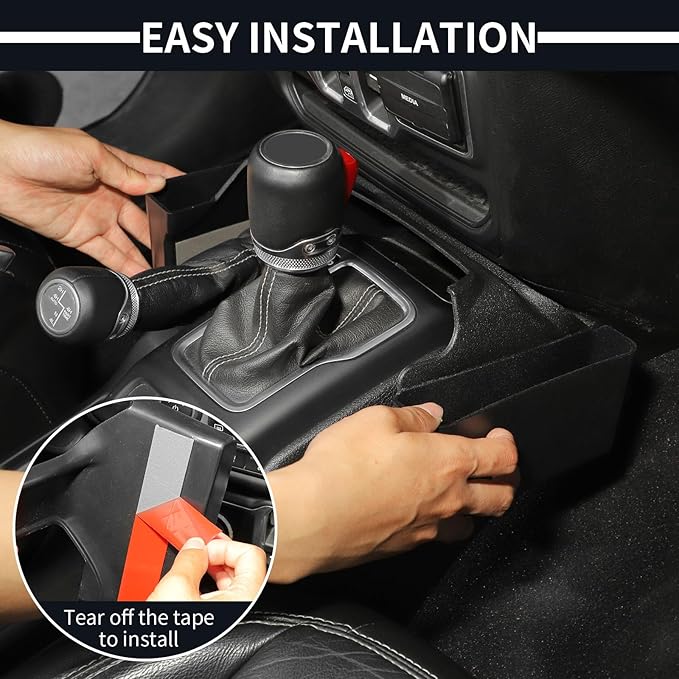 JWWY Gear Shift Storage Box Compatible with 2018-2026+ Jeep Wrangler JL JLU & Gladiator JT 4xe Center Consoles & Organizers Trunk for Jeep Wrangler JL Interior Accessories Fluff Fiber