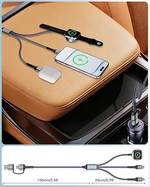 Travel Essentials for Apple Watch Charger,Multi Charging Cable for iPhone 17,iWatch Charger USB C Cord,Car Cruise RV Camping Essentials 2026 for iWatch Ultra/11&iPhone 16/15, Xbox One Cables