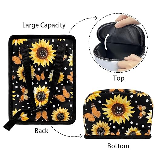 BIGCARJOB Sunflower Car Trash Bin Car Trash Can Bags Butterflies Print Hanging Accessories Trash Can Storage Bag for Women Girly Cute Car Trash Can with Lid Collapsible