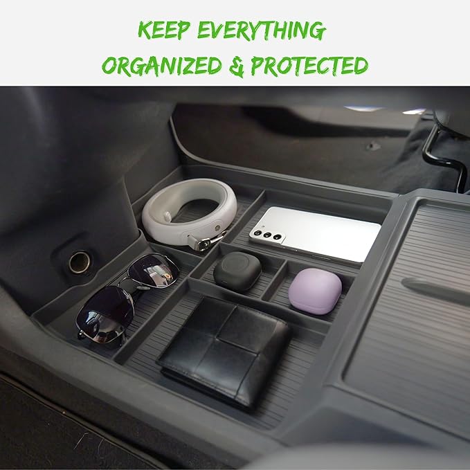 Lower Center Console Organizer for 2021-2026 Toyota Sienna, Soft Silicone Car Interior Storage Organizer with Multiple Compartments