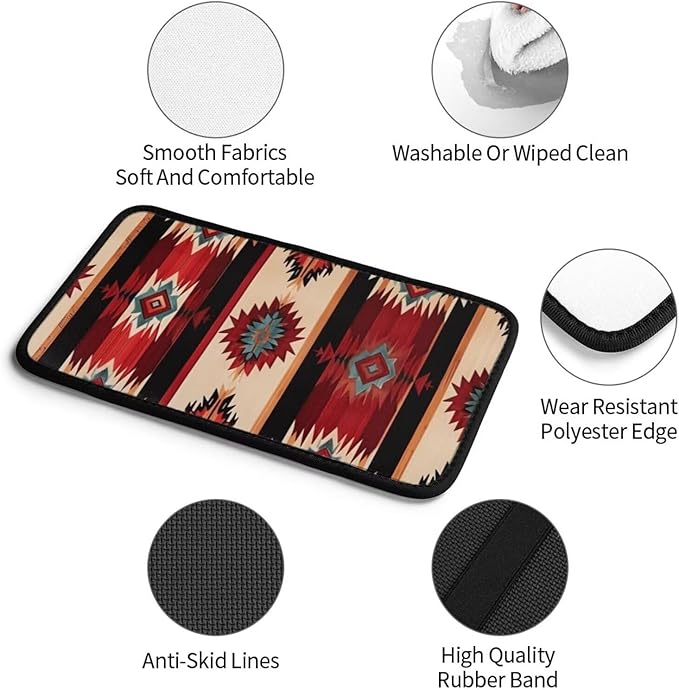 Aztec Boho Western Car Center Console Cushion Pad Southwestern Ethnic Native American Arm Rest Protector Anti-Scratch Car Center Console Lid Cover, Red
