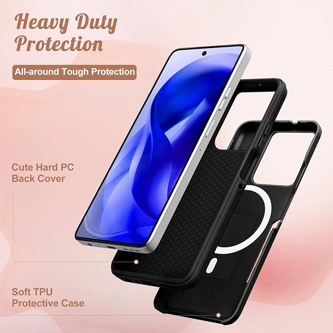 LISEVOfor Moto G Power 2025 Case - for Motorola Moto G Play 2025 Case Compatible with MagSafe Women Cute Girls Magnetic Protective Phone Cover Girly Mushroom Flower Heavy Duty Shockproof Design