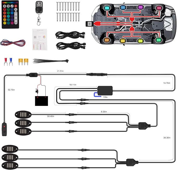 6 Pods RGB LED Rock Lights for UTV ATV Golf Cart Truck RZR Offroad Pickup SUV, Waterproof Multicolor Underglow Kit for Cars with APP Music Mode, Vehicle Underbody Light Underneath Accent 12V