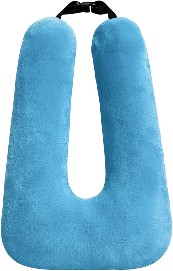 Travel Pillow, Car Pillow for Kids, Car Sleeping Pillow for Adults, Travel Pillow for Kids with Adjustable Strap, Support Head and Neck on Road Trips, Car Travel Essentials, Blue