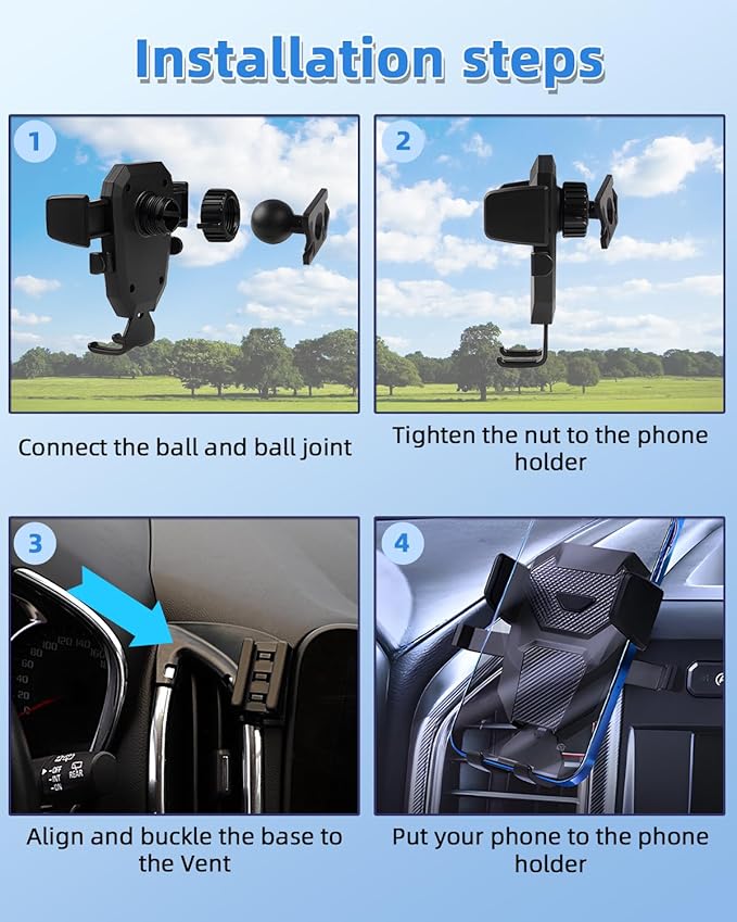 PZK Car Phone Mount for Chevrolet Equinox 2018 2019-2021 2022 2023 Accessories Chevy Car Phone Holder Auto Lock for Air Vent Hands Free 360° Rotation Cell Phone Automobile Cradles