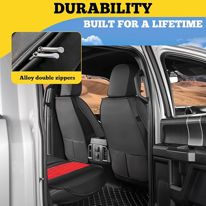 LINGVIDO Car Seat Covers Full Set (5 Seats) - Premium Perforated Nappa Leather, Waterproof Shield, Omni-Adapt Fit SUVs Sedans, Ultimate Family & Pet Protection
