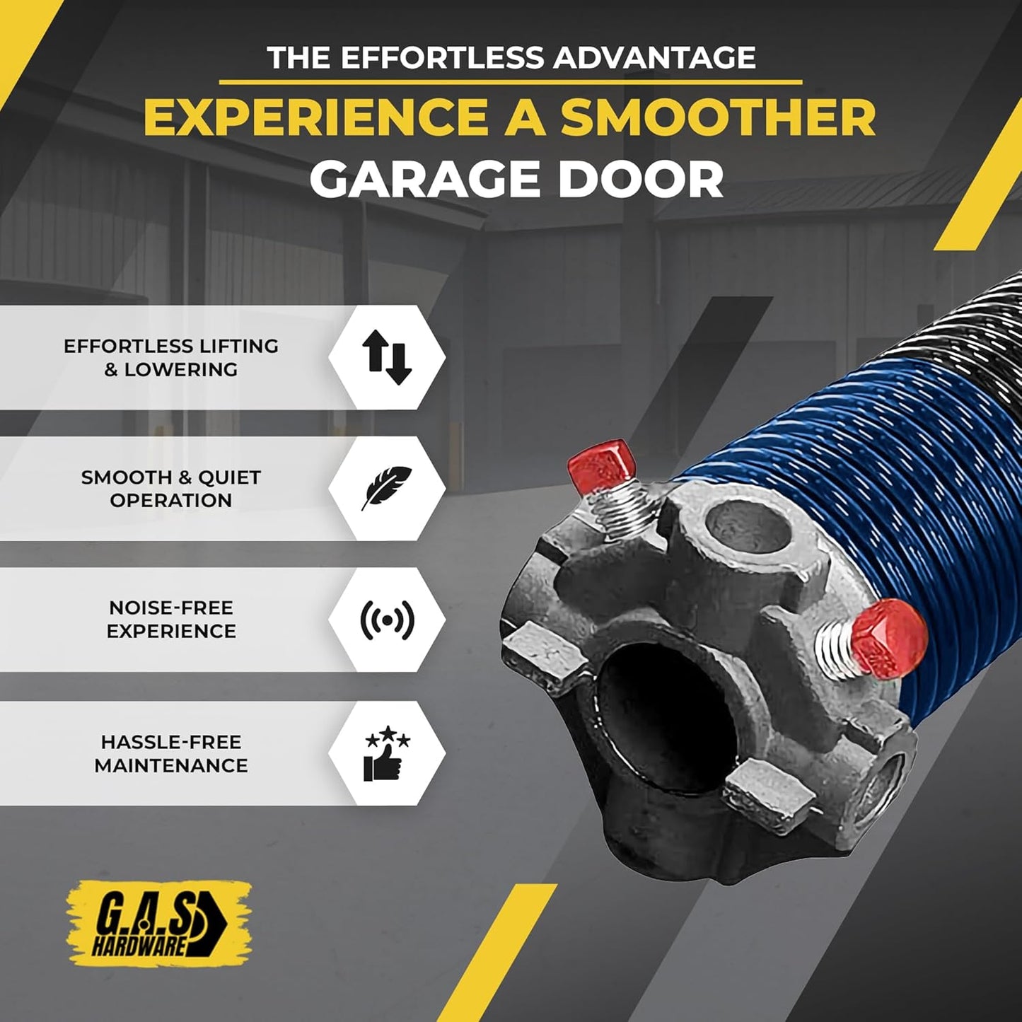 Garage Door Torsion Spring 283x2x37 Torsion Springs for Left Side of Garage Door with 1" Steel Bearing, Gloves, and Winding Bars Precision E-Coating 5-Year Warranty Minimum 30,000 Cycles (Red Cone)