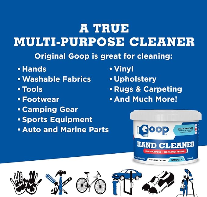 GOOP Original Multi-Purpose Waterless Hand Cleaner and Stain Remover - 14 oz Can (Pack of 2)