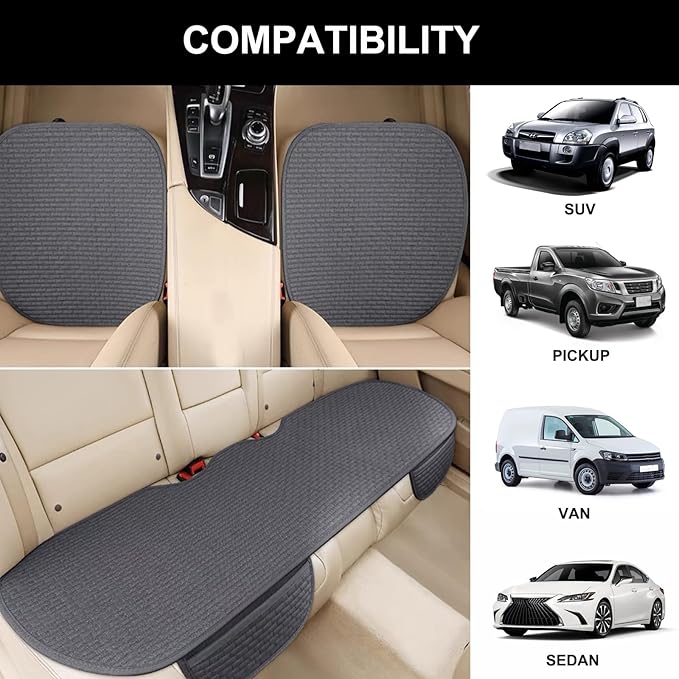 2PCS Car Seat Covers Cushion Pad Breathable Anti Slip Auto Seat Protector Pad with Storage Pocket Universal fit for Most Automotive, Truck, SUV, and Van