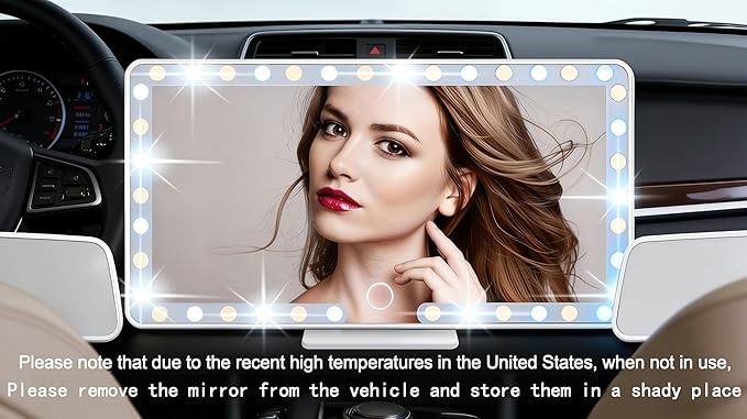 Car Sun Visor Vanity Mirror, 3 Light Modes & 60 LEDs, Rechargeable Dimmable Touch Screen Travel Makeup Mirror,Universal for Truck SUV-Car Accessories Essentials for Women（White）