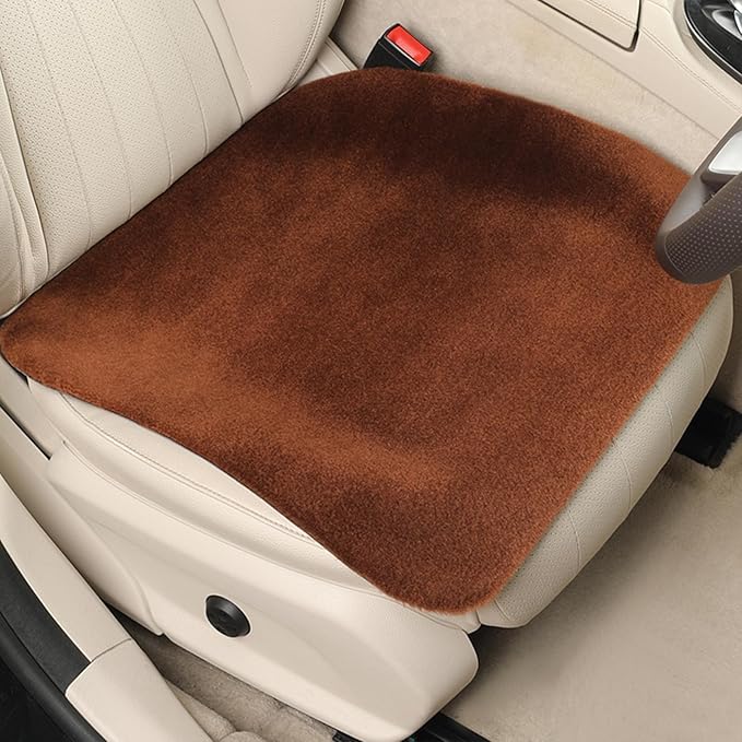 Genuine Wool Car Seat Cushion, Australian Soft Wool Auto Seat Pad Breathable and Sweat-Wicking Comfort Warm Universal Fit, 19.7''x19.7'' for Car Seats, Office Chairs, Home (Coffee)