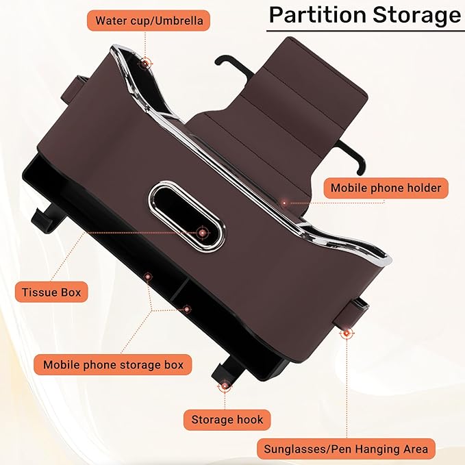 2025 New Back Seat Car Organizer, Multifunctional Seat Back Storage Box, Universal Car Tissue Holder, Five-in-one Multifunctional Storage Box (Brown)