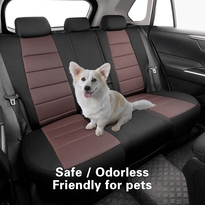 coverdream Rav4 Seat Covers Custom Fit for 2019-2024 2025 Toyota Rav4 LE,XLE,XLE Premium,Limited,Full Coverage Polyester Car Seat Protector(Full Set,Black & Wine)