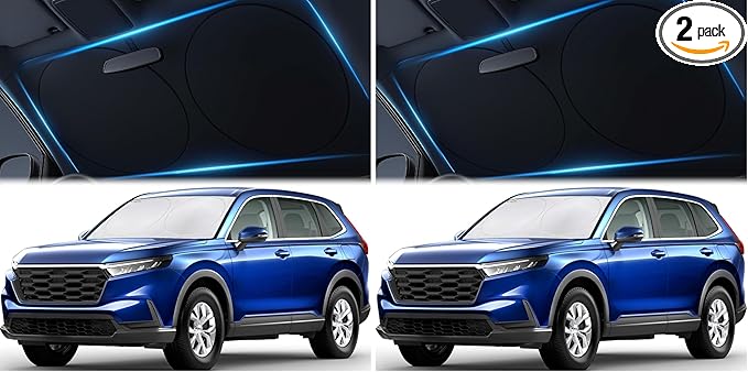 Magnelex Car Windshield Sunshade | Innovative No-Light-Pass Technology for Maximum Protection | Foldable Sun Shade Keeps Your Vehicle Cool | Fit for Cars, Trucks, and SUVs | Large (Pack of 2)