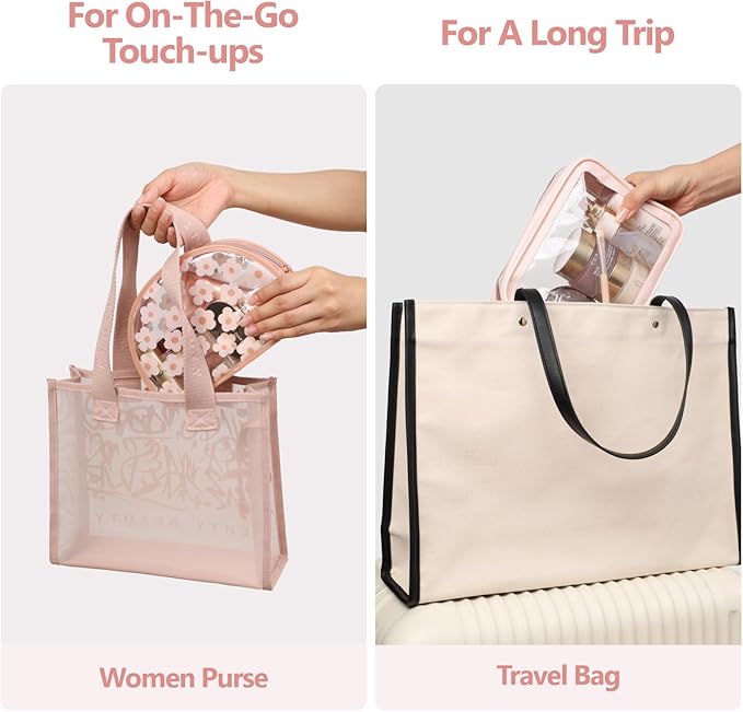 PACKISM Clear Makeup Bag - TSA Approved Toiletry Bag for Carry-on & Checked Luggage, Water Resistant Car Storage Organizer with Reinforced Seams