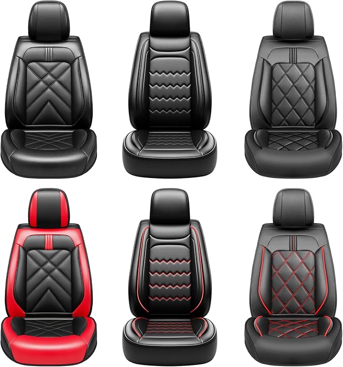 CX-5 Car Seat Covers Custom Fit for Mazda CX-5 2013-2025 2026, Full Coverage Leather Waterproof Breathable Seat Covers, Automotive Seat Protectors, Airbag Compatible(2 Front Seats, Red & Black)