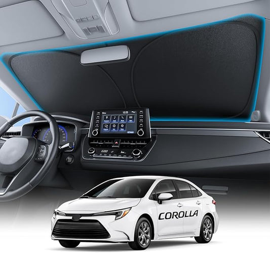 Wigoo for Toyota Corolla Windshield Sunshade [OEM Design, 100% Sun Blockage] Foldable Heat Insulation Sun Shade with Storage Bag, for Toyota Corolla (2019-2026), Silver Coating