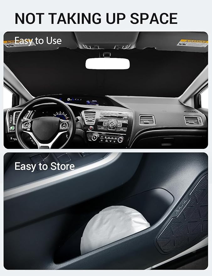 Proadsy 2026 Upgrade Windshield Sun Shade Custom Fit 2012-2015 Civic Foldable Front Sunshade Protector Sun Visor Blocks UV Rays Keep Car Cooler
