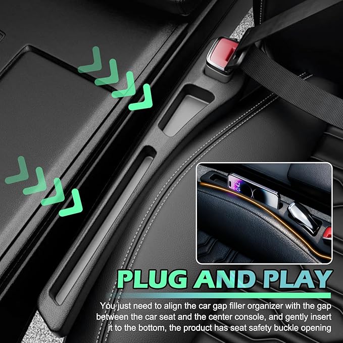 2PCS Car Seat Gap Filler Organizer with Phone Holder,Upgraded Cars Gap Seat Filler Blocks Items from Falling Out,2 in 1 Car in Between Cars Seats Catcher as Center Console Organizer