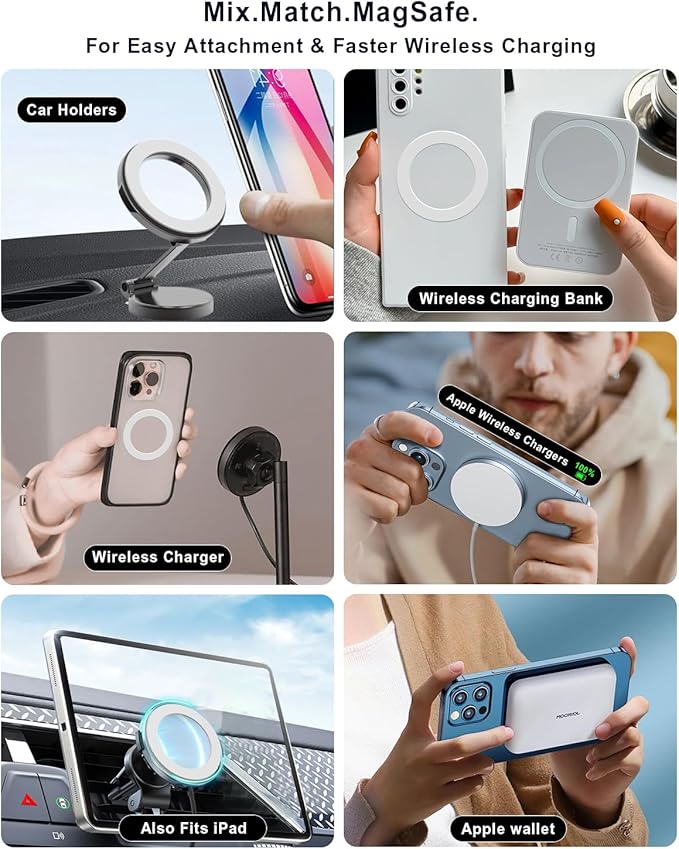 Magnetic Adapter Rings,Compatible with Kindle Pop Socket Magnetic,for Magsafe Accessories & Wireless Charging for iPhone 17/Air/16/15/14/13/12 Mini Plus Pro Max/Pixel 8/ S24 Ultra/ S23