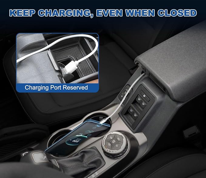 2026 Upgrade Center Console Organizer fit for 2025 2026 Ford Bronco 4 Door Bronco Center Console Storage with Rubber Mats for Ford Bronco 2025+ Storage Accessories|Not for 2 Dooor/Manual/Sport Model|