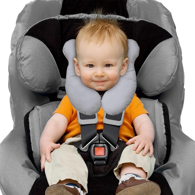 Baby Travel Pillow, Infant Kid's Cushion Soft and Skin Friendly for Car Seat, Pushchair and Stroller (Grey)