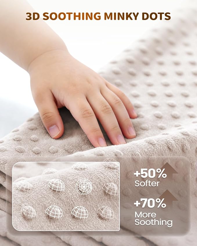 Memory Foam Kids Travel Pillow, Car Pillow for Kids, H-Shape Car Pillows for Sleeping, Removable Pillowcase, Adjustable, Velvet Dots, Beige