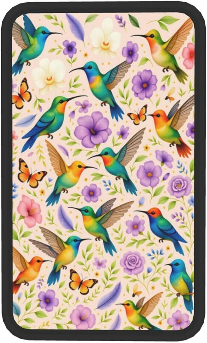 Hummingbird Floral Car Handrail Box Cushion Armrest Cover Auto Center Console Pad Car Decor 12.6X7.5 in