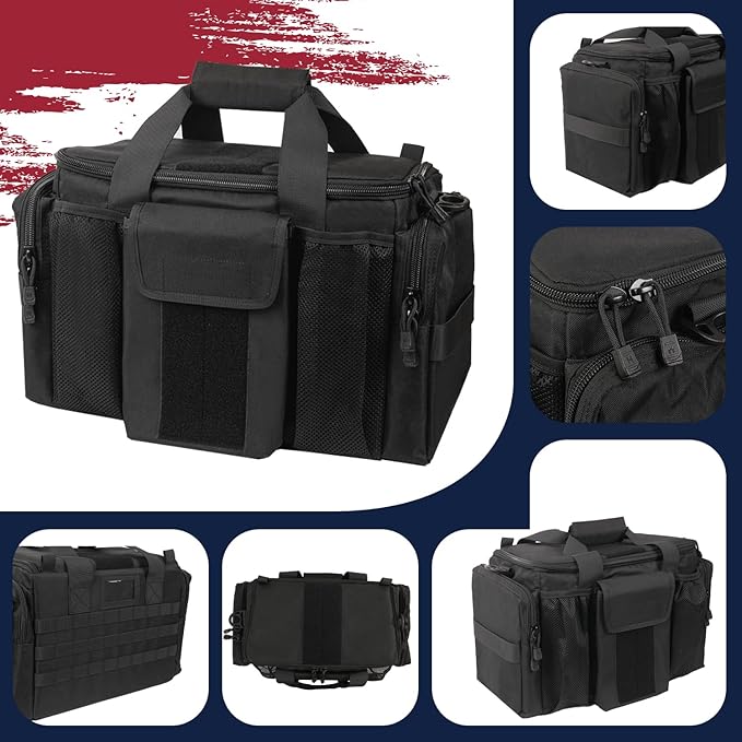 Law Enforcement Patrol Bag, Tactical Car Front Seat Organizer with MOLLE Webbing, Large Capacity Police Duty Gear Bag, Black