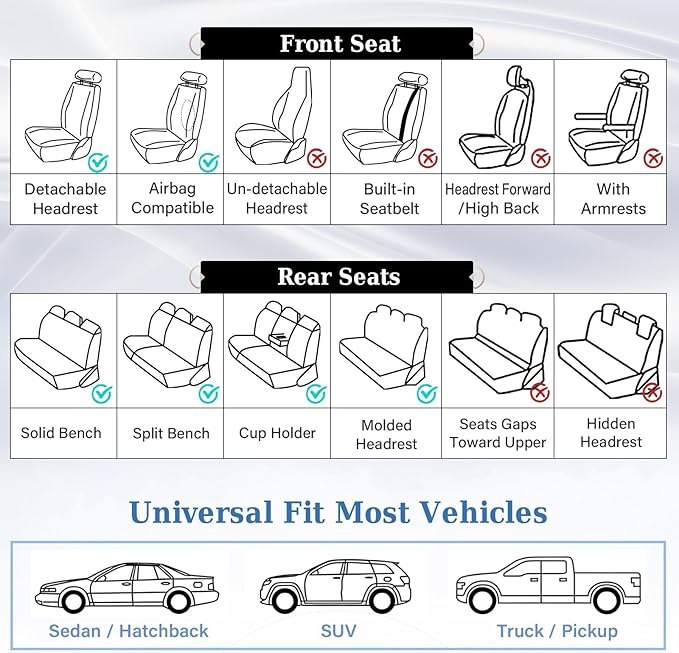 Coverado Car Seat Covers, Front Seat Cover, 2 Pack Waterproof Seat Covers for Cars, Luxury Faux Leather Car Seat Cushions, Car Seats Protectors, Black Car Seat Covers Universal Fit for Most Vehicles