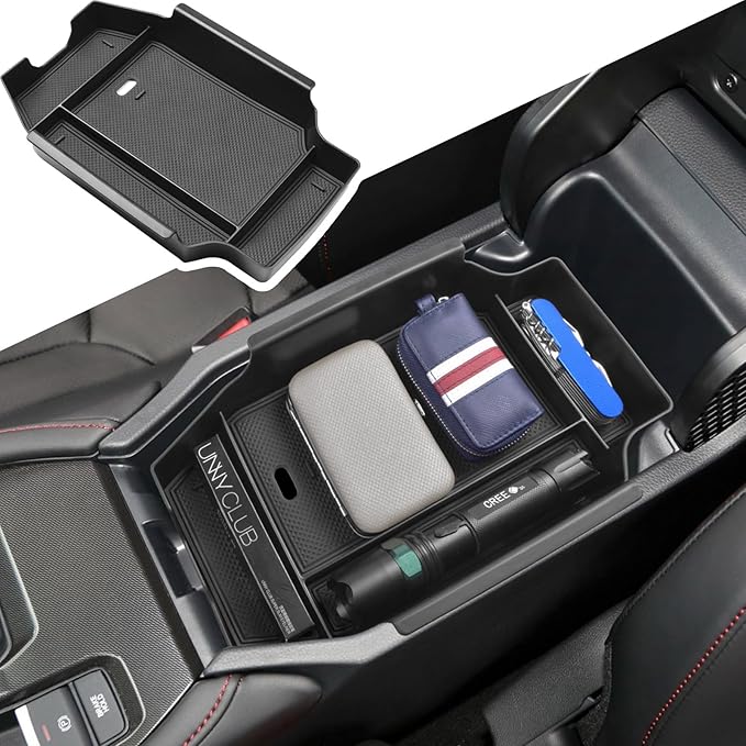 EDBETOS Center Console Organizer Compatible with 2023 2024 2025 2026 Honda Accord LX EX Sport EX-L Sport-L Touring Hybrid ABS Plastic Material Armrest Box Insert Tray Storage Accessories,Black