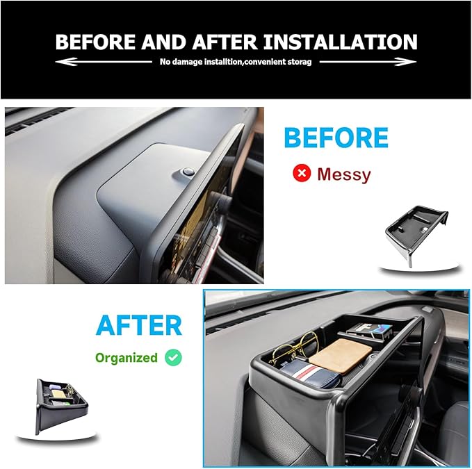 EDBETOS 2024-2026 Grand Highlander Accessories Dashboard Organizer Compatible with 2024 2025 2026 Toyota Grand Highlander Dash Center Console Screen Storage Insert Tray Tissue Sunglasses Holder