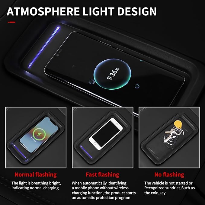 Xipoo Wireless Charger Compatible with 2015-2018 Chevy Silverado 15W Fast Charging Wireless Charger Pad Full Console Upgraded Replacement for 2015-2018 Chevy Silverado GMC Sierra Accessories