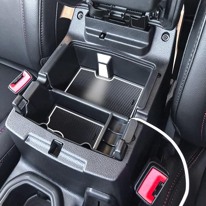 TACOBRO Center Console Organizer Compatible with Jeep Wrangler JL & JLU 2018 2019-2024 2025 2026 Accessories, Gladiator JT Truck 2020 2021 2022 2023-2026 Insert Tray Armrest Storage Box, White