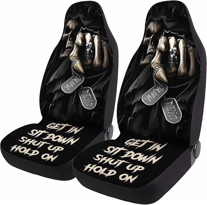 GENANY Grim Reaper Car Seat Covers Set of 2, Breathable Front Seat Covers for Truck Sedan SUV, Horror Car Accessories, Horror Gift for Women Men