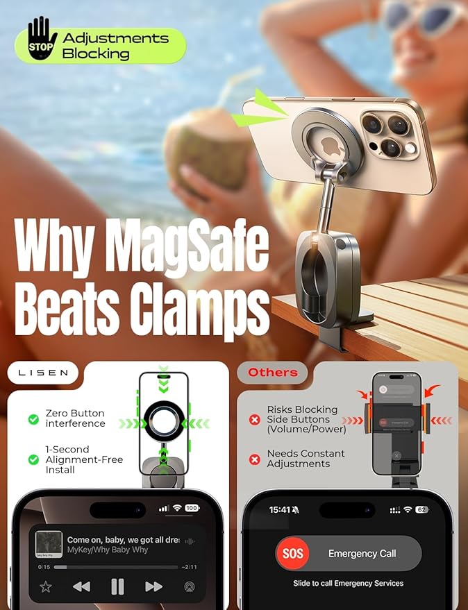 LISEN Airplane Travel Essentials for Women Men Phone Holder Cruise Must Haves International Europe Essentials Travel Size MagSafe Phone Accessories Airplane Gadgets Men Long Flight Mother's Day